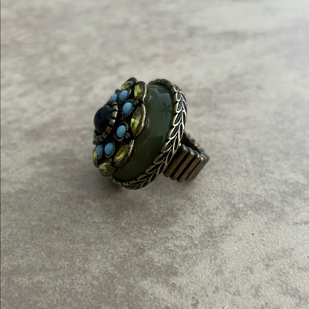 Elegant Green and Blue Statement Ring From Charming Charlie   Stretch Band.